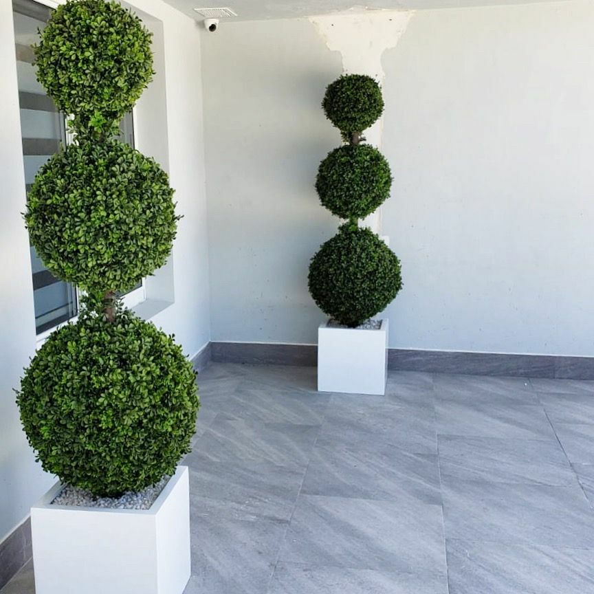 Premium Triple Ball Topiary with Medium Fiberglass Pot
