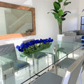 Premium Modern Glass Vase with Blue Tulips