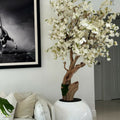 Premium Personalized Cherry Blossom Tree in Glossy White Sphere Vase