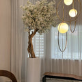 Premium Mattbeige St. Tropez Vase mit weißem Kirschblütenbaum