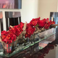 Premium Modern Glass Planter "Modern Home" 122 cm with Red Cymbidiums