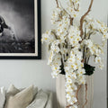 Premium San Jose Vase in sandy beige with white orchids in a waterfall design