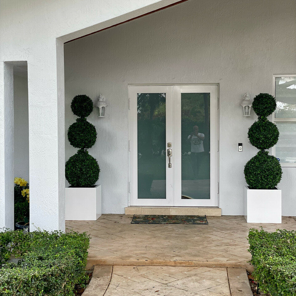 Premium Triple Ball Topiary with Large Fiberglass Pot