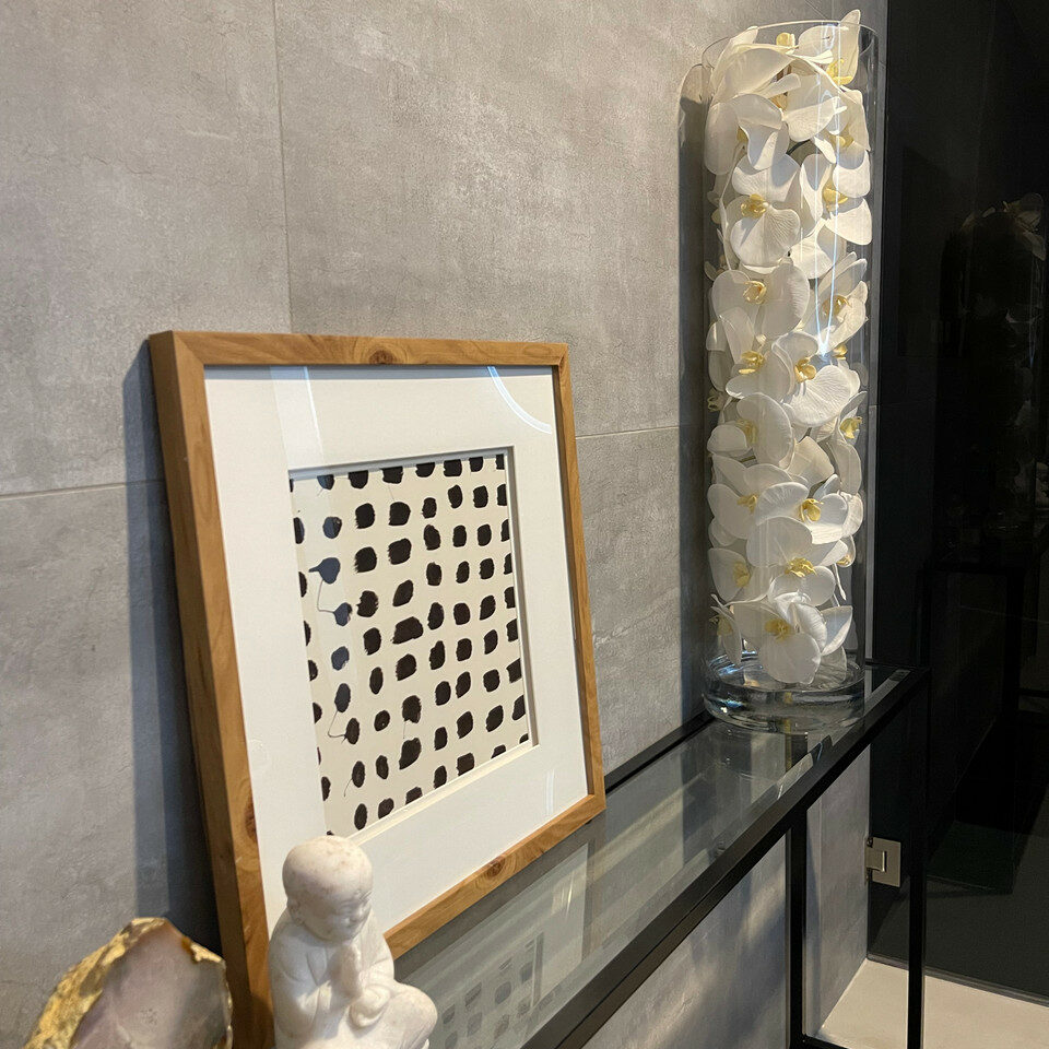 Premium glass cylinder with white phalaenopsis orchids