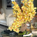 Premium Yellow Cymbidium Orchids in Moon Vase