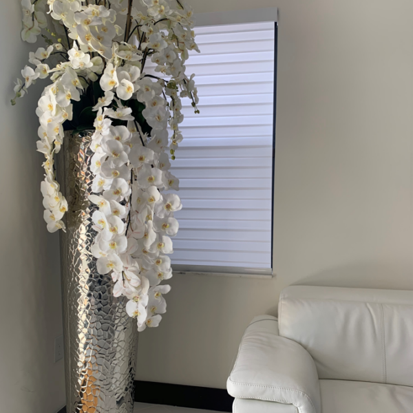 Premium Cascading Phalaenopsis Orchids in Extra Tall, Hammered Vase