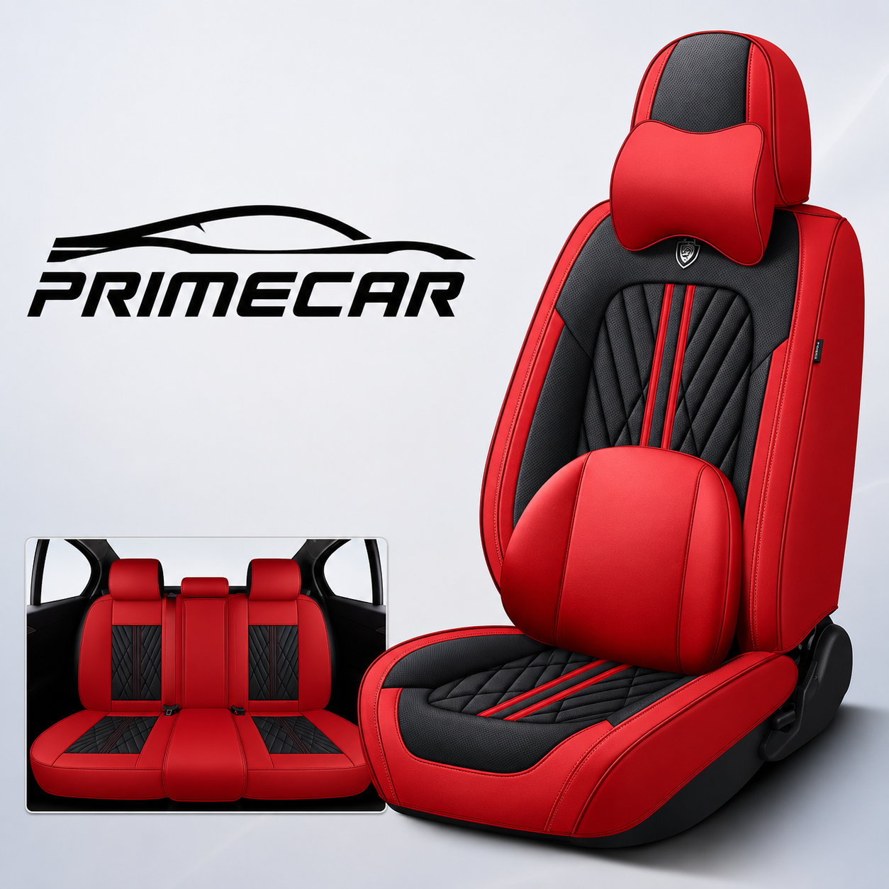 Premium KFZ-Sitzbezüge Set aus Kunstleder – Rot