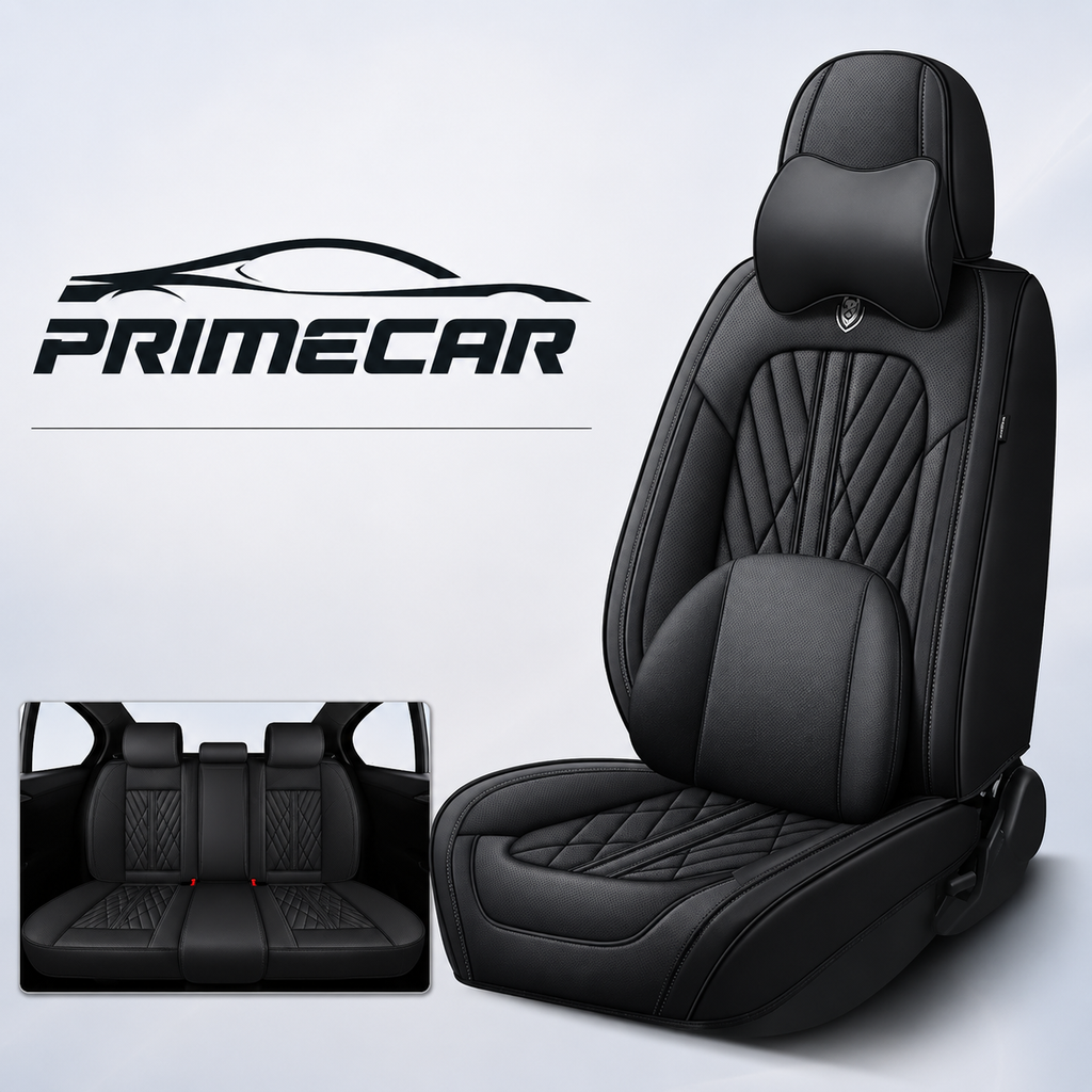 Premium KFZ-Sitzbezüge Set aus Kunstleder – Schwarz